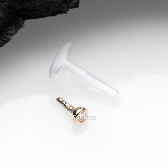 14 Karat Gold Push-In Gem Ball Top Bio-Flex Labret - Picture 3 of 3